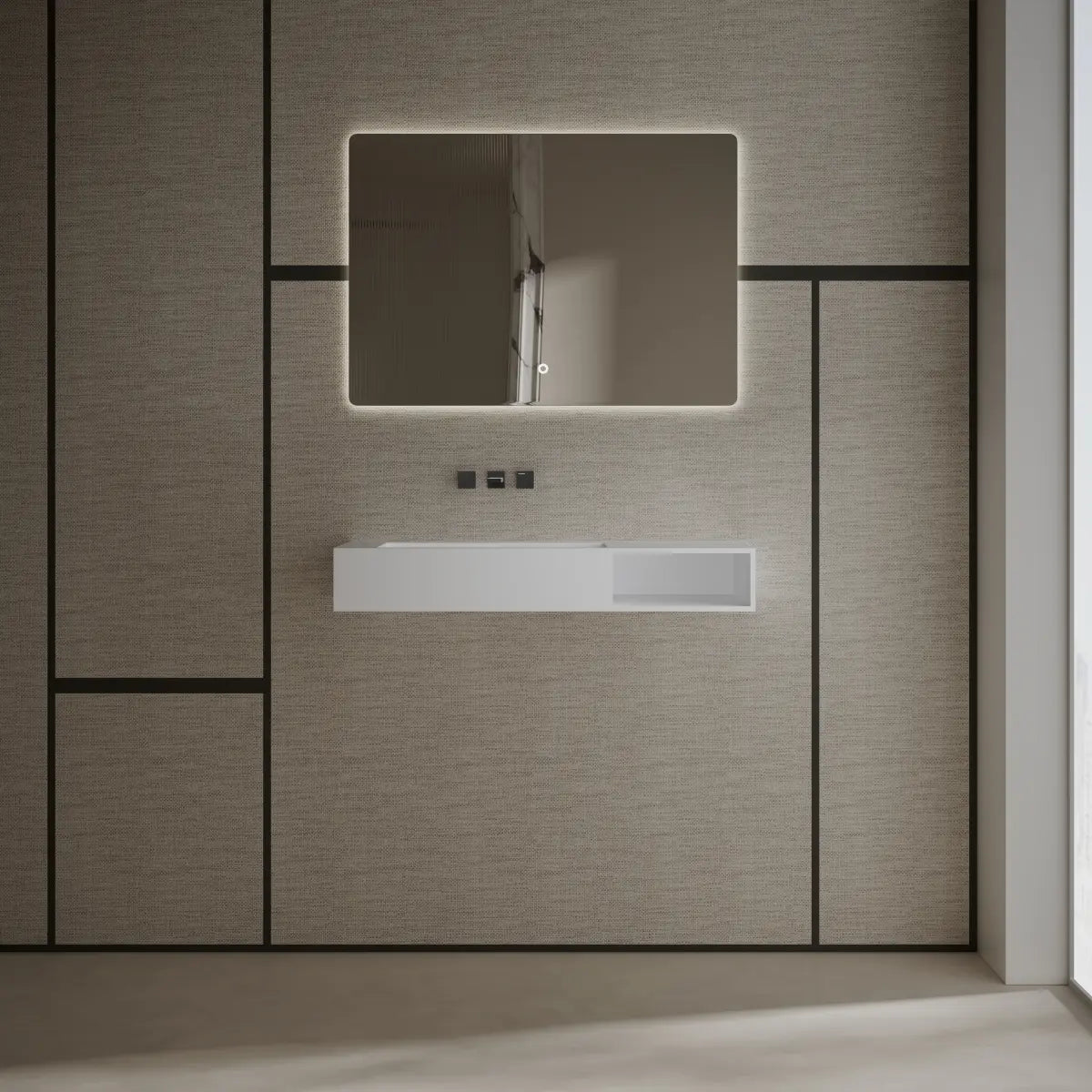 39.4 inch MonBlari Solid Surface Wall Mounted Bathroom Sink