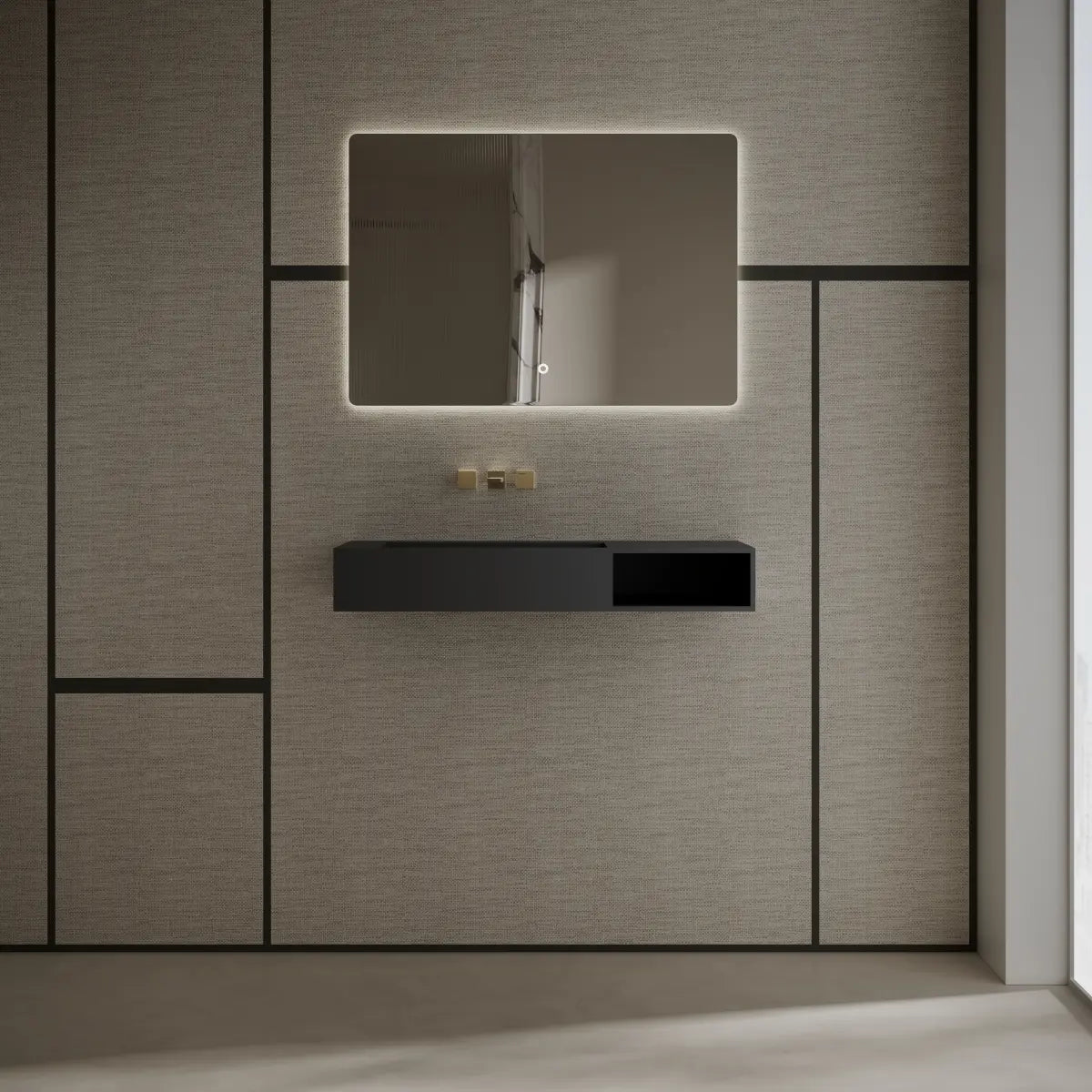 39.4 inch MonBlari Solid Surface Wall Mounted Bathroom Sink