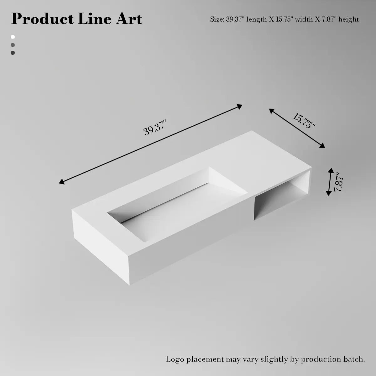 39.4 inch MonBlari Solid Surface Wall Mounted Bathroom Sink