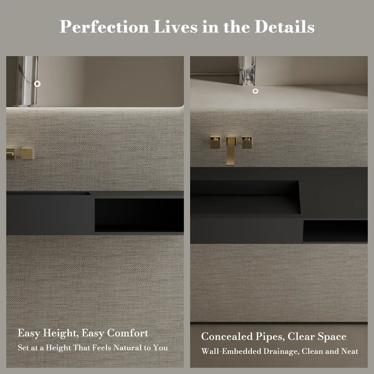47.2 inch MonBlari Solid Surface Wall Mounted Vessel Bathroom Sink