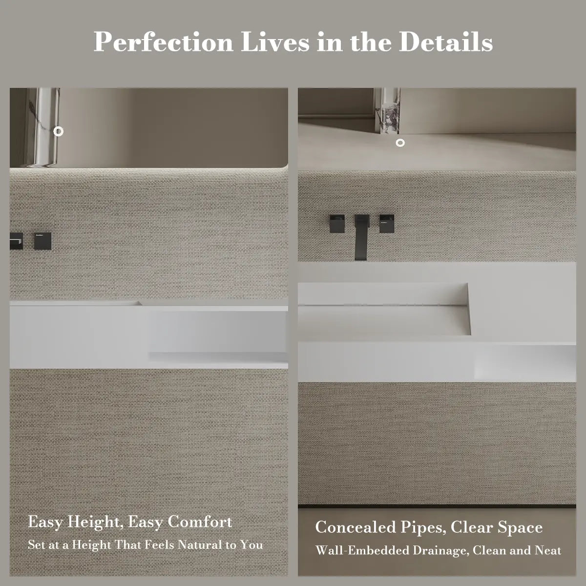 47.2 inch MonBlari Solid Surface Wall Mounted Vessel Bathroom Sink