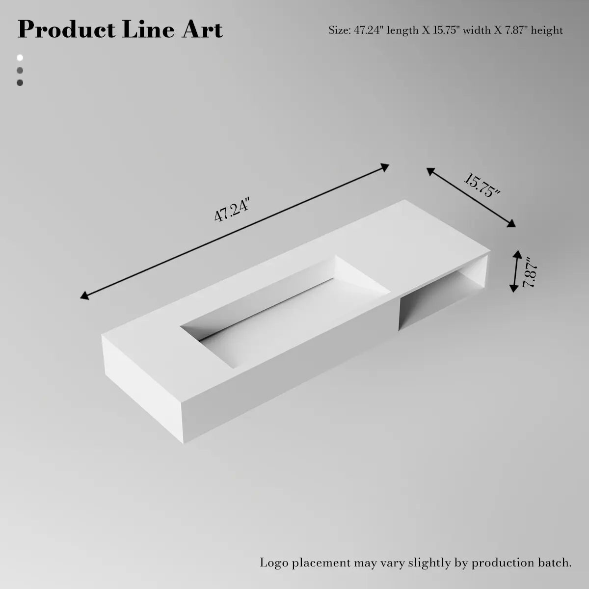 47.2 inch MonBlari Solid Surface Wall Mounted Vessel Bathroom Sink