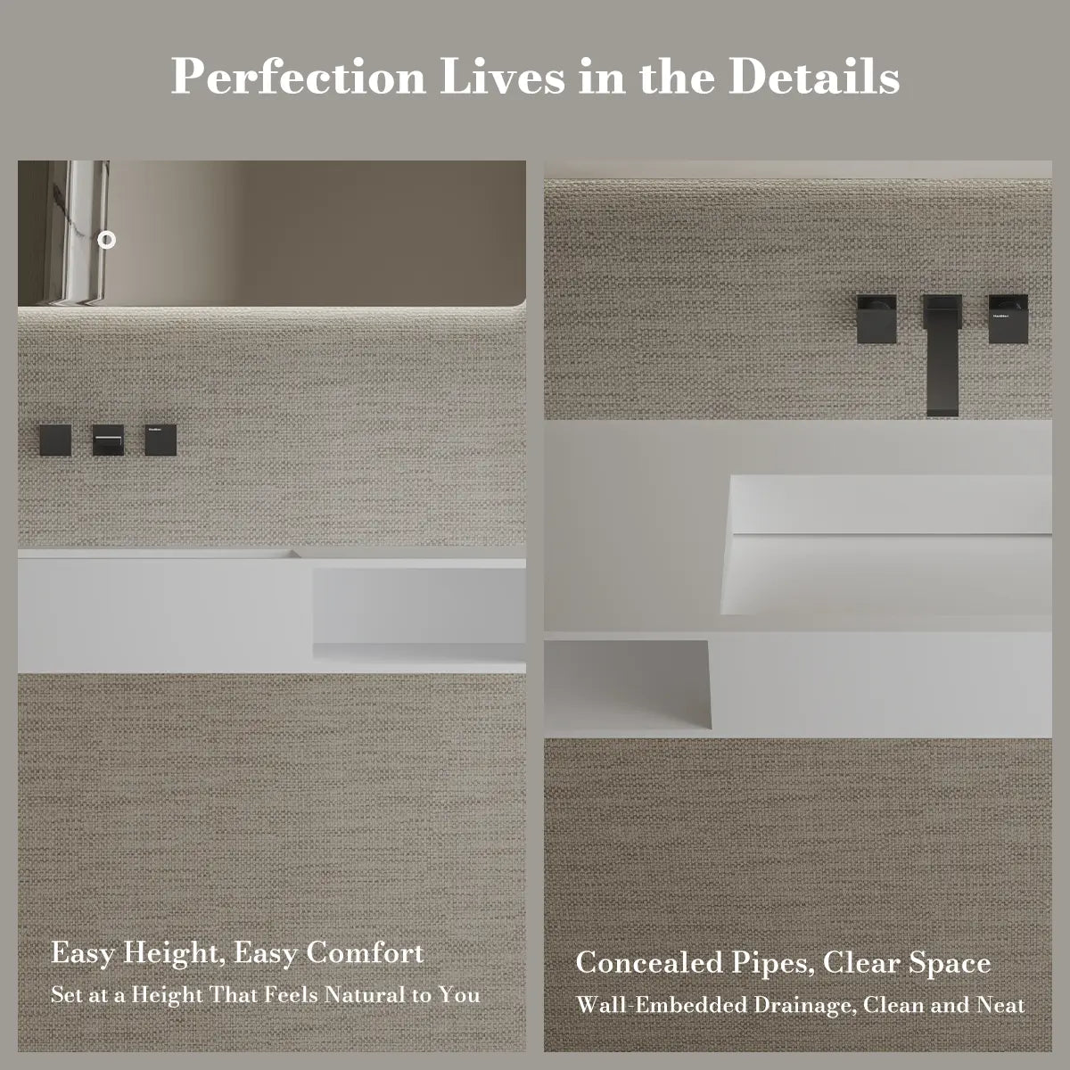 47.2 inch MonBlari Solid Surface Wall Mount Vessel Sink Bathroom Sink