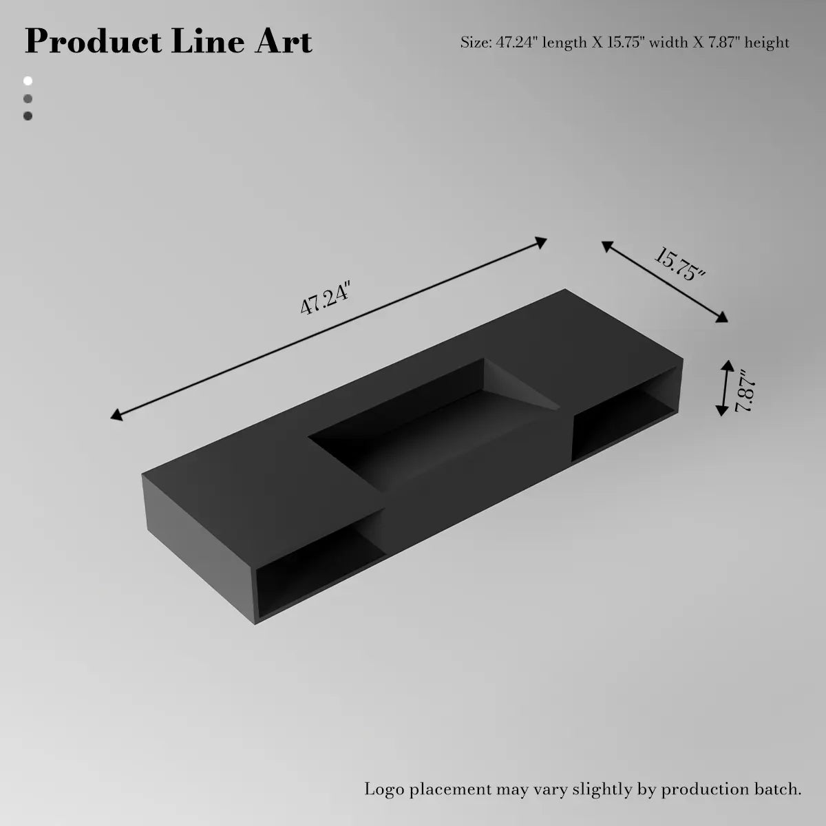 47.2 inch MonBlari Solid Surface Wall Mount Vessel Sink Bathroom Sink
