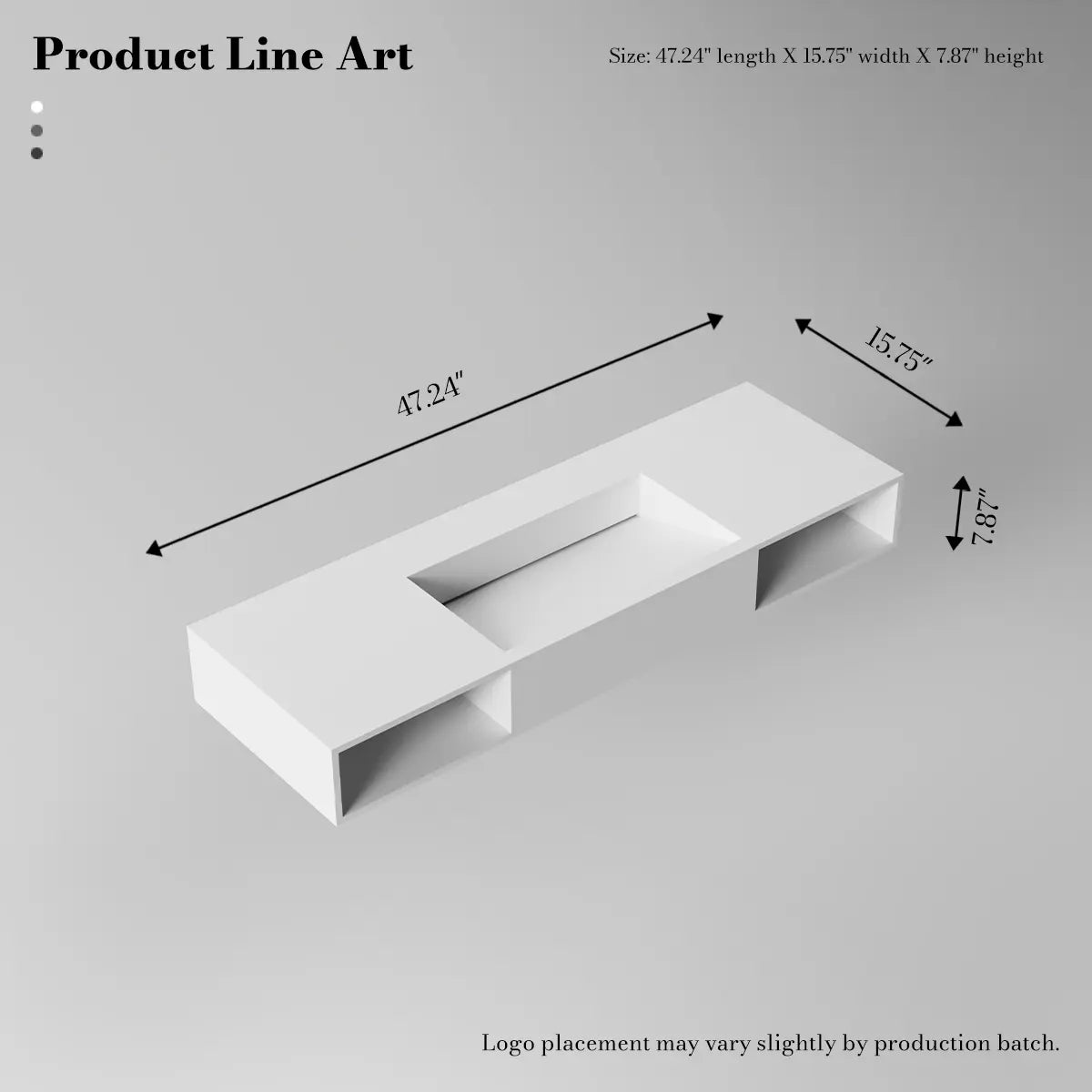 47.2 inch MonBlari Solid Surface Wall Mount Vessel Sink Bathroom Sink