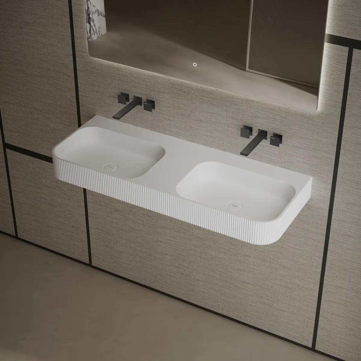 47.2 Inch MonBlari Solid Surface Vessel Sink Wall Mount Sink for Bathroom