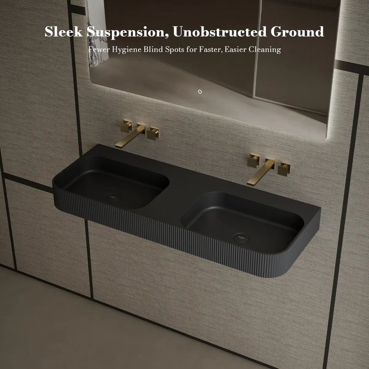 47.2 Inch MonBlari Solid Surface Vessel Sink Wall Mount Sink for Bathroom