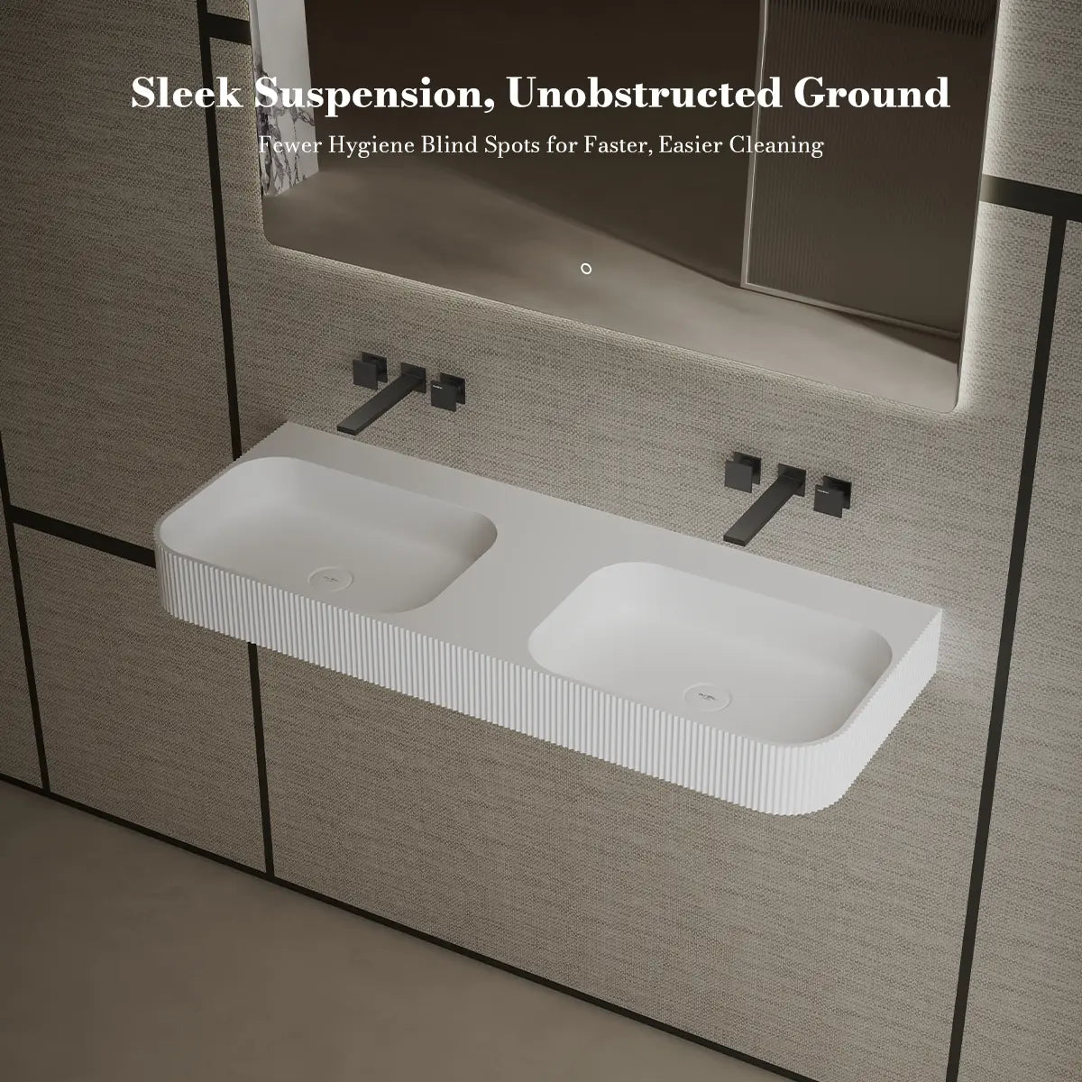 47.2 Inch MonBlari Solid Surface Vessel Sink Wall Mount Sink for Bathroom