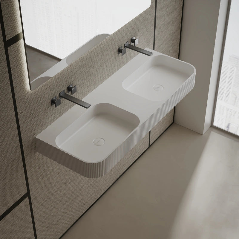 47.2 Inch MonBlari Solid Surface Vessel Sink Wall Mount Sink for Bathroom