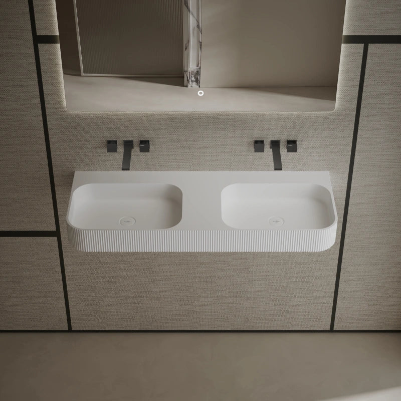 47.2 Inch MonBlari Solid Surface Vessel Sink Wall Mount Sink for Bathroom