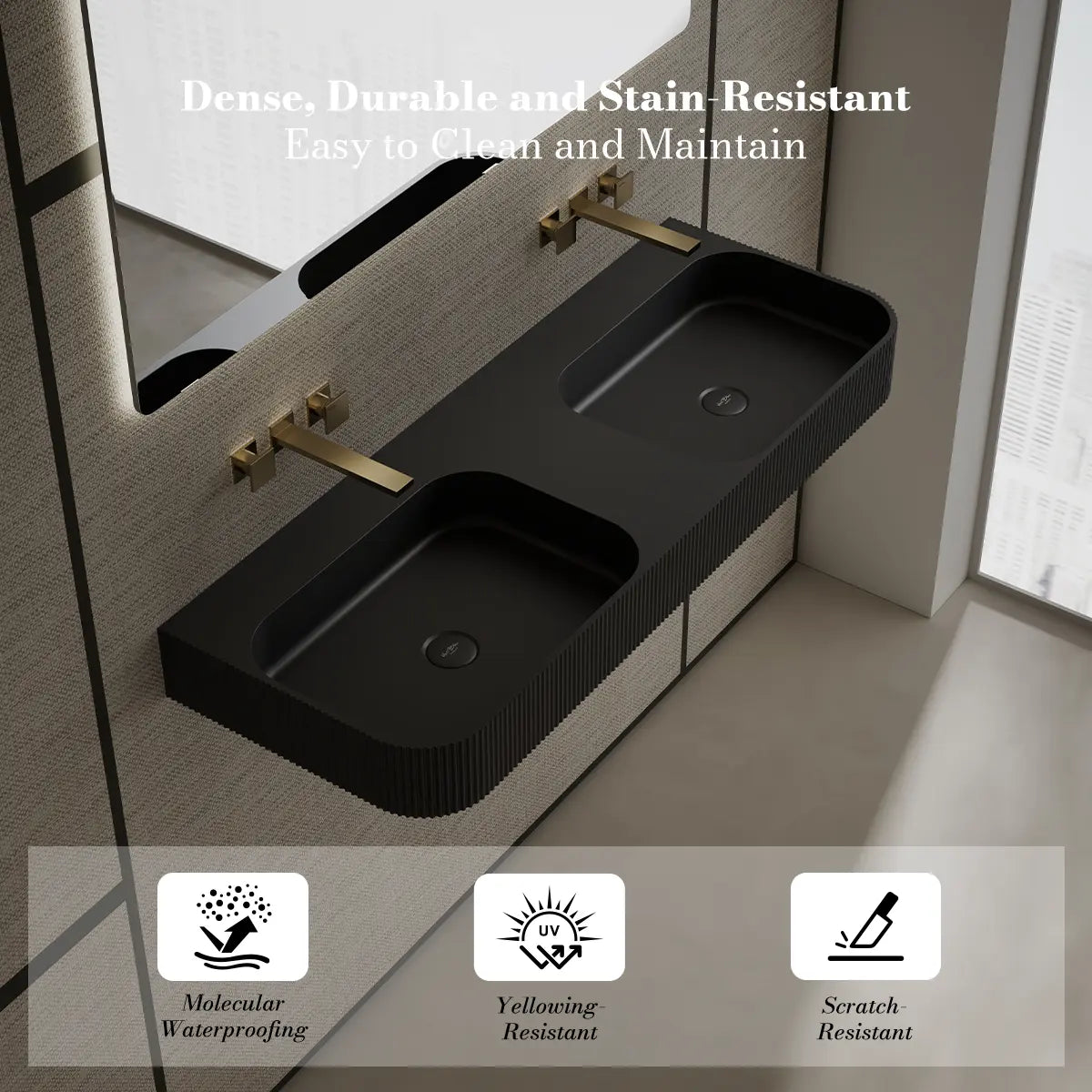 47.2 Inch MonBlari Solid Surface Vessel Sink Wall Mount Sink for Bathroom