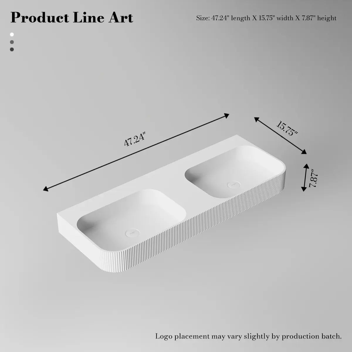 47.2 Inch MonBlari Solid Surface Vessel Sink Wall Mount Sink for Bathroom