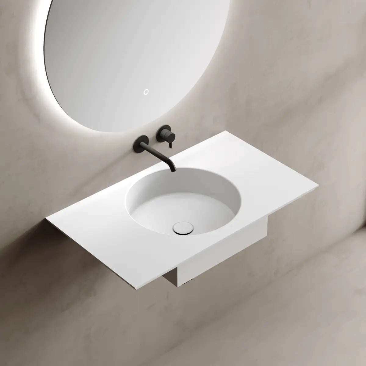 23.6-39.4 Inch MonBlari Solid Surface Wall Mount Sink Bathroom Vessel Sink