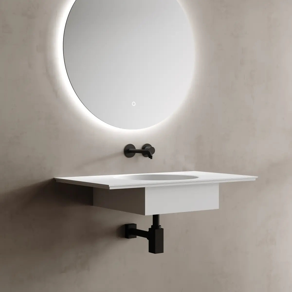 23.6-39.4 Inch MonBlari Solid Surface Wall Mount Sink Bathroom Vessel Sink