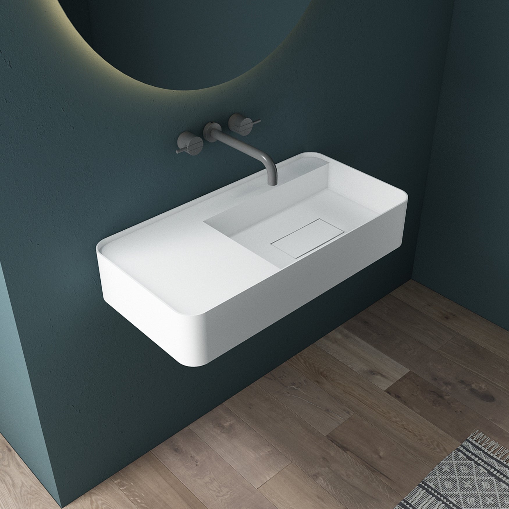 47 Inch MonBlari Solid Surface Vessel Bowl Sink Bathroom Sink-TW-G822-FrontView-SideTopView