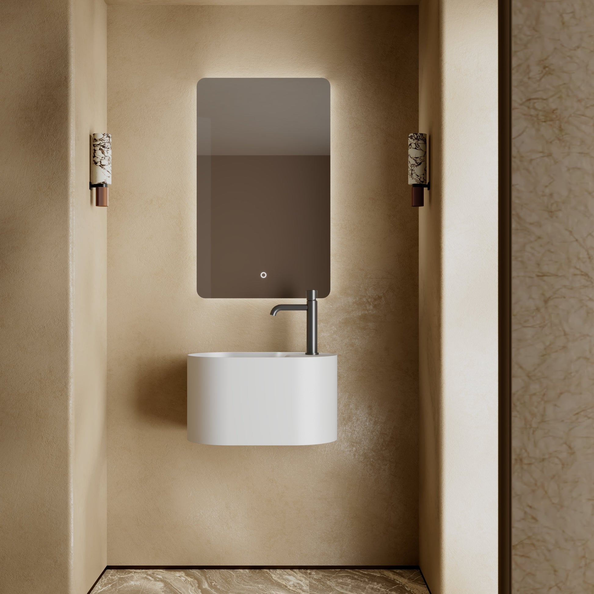 19.7 Inch MonBlari Solid Surface Wall Mount Sink TW-G901-FrontView1