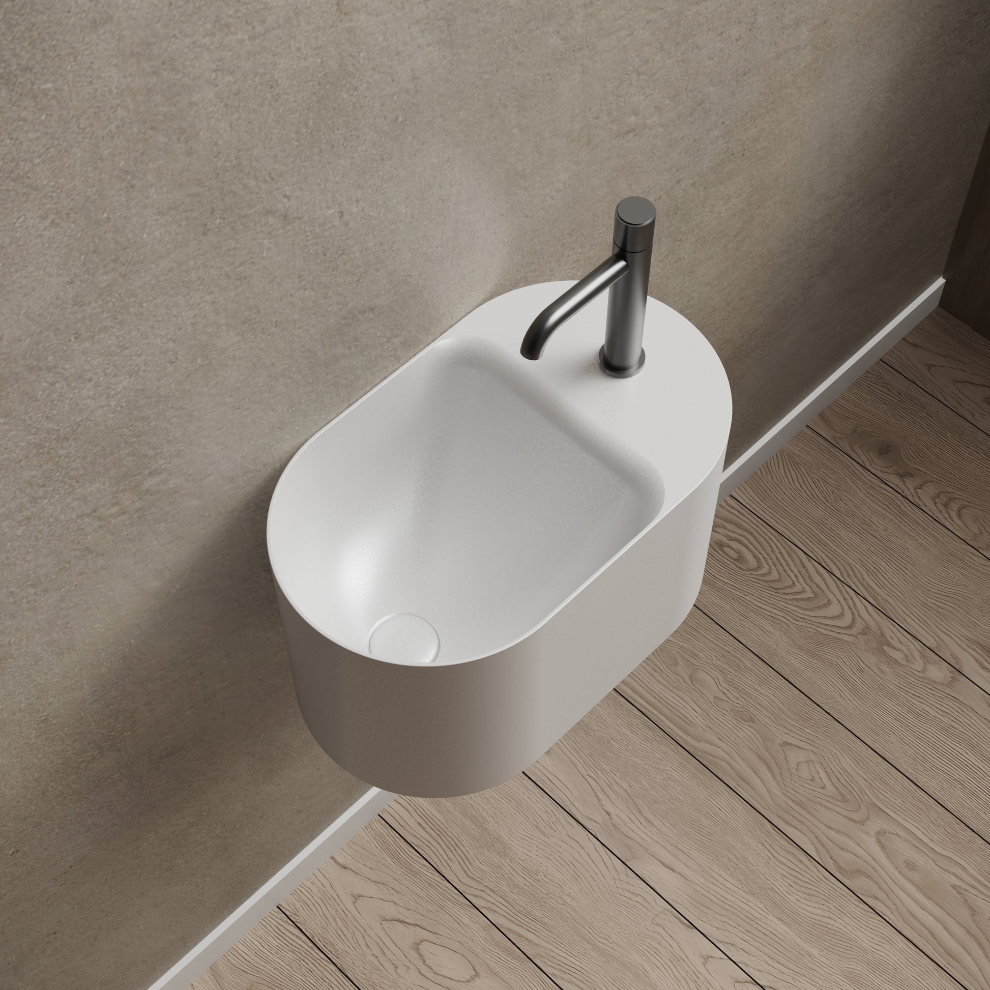 19.7 Inch MonBlari Solid Surface Wall Mount Sink TW-G901-LeftTop