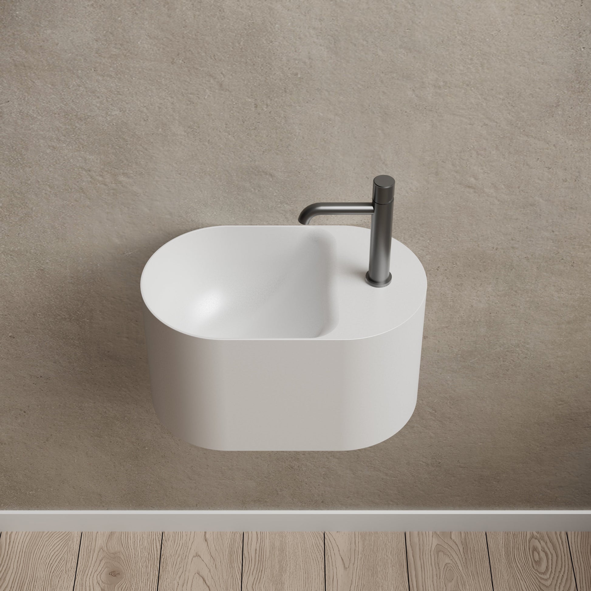 19.7 Inch MonBlari Solid Surface Wall Mount Sink TW-G901-FrontTop