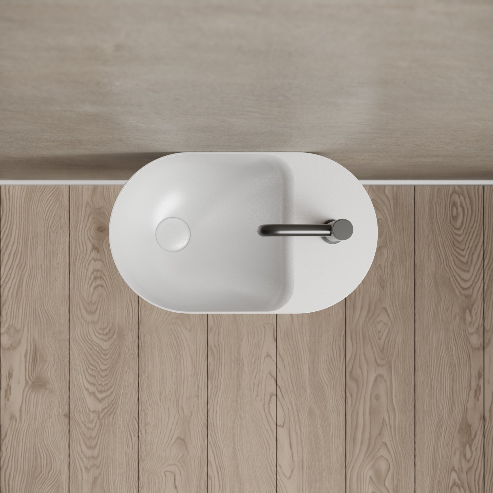 19.7 Inch MonBlari Solid Surface Wall Mount Sink TW-G901-TopView