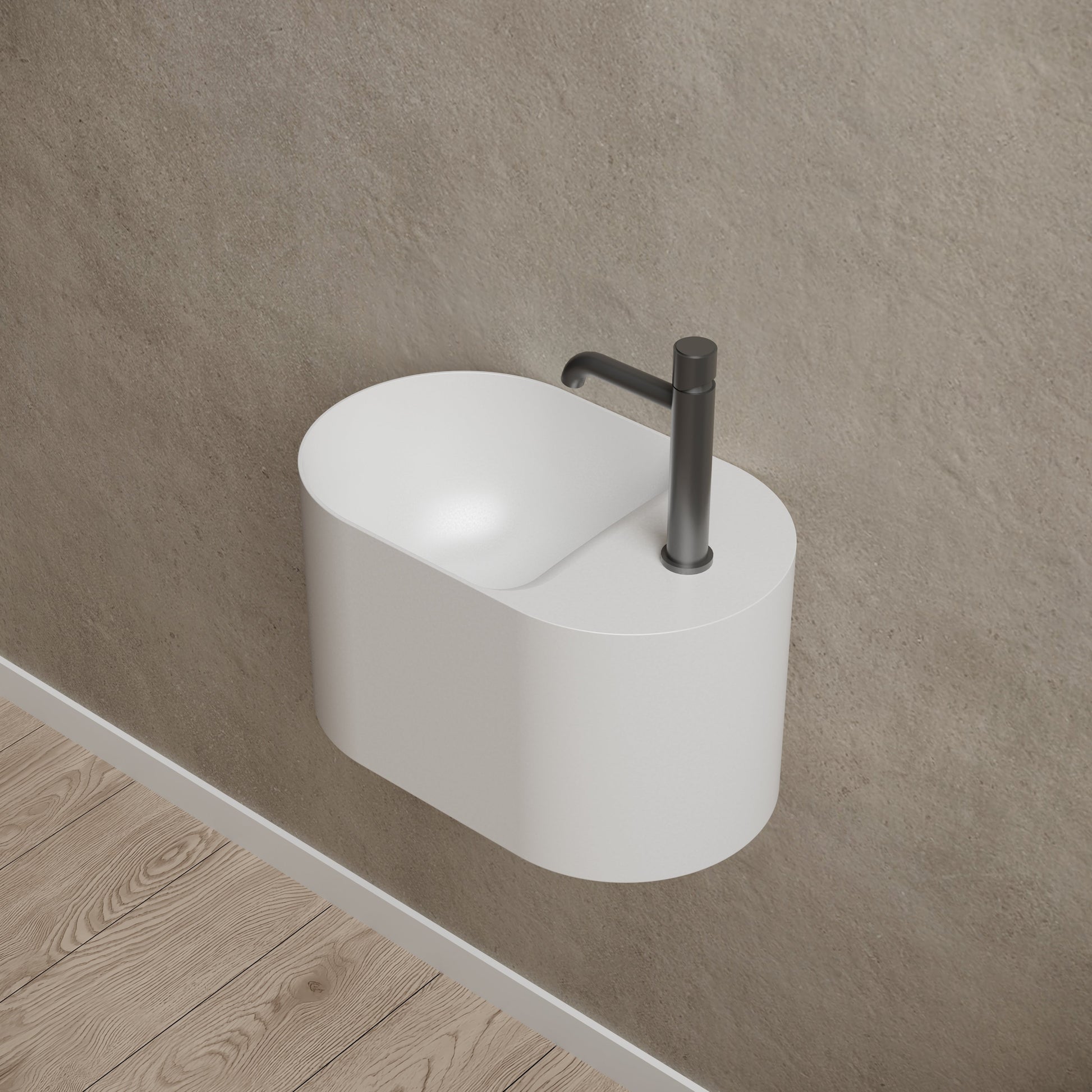 19.7 Inch MonBlari Solid Surface Wall Mount Sink TW-G901-rightTop