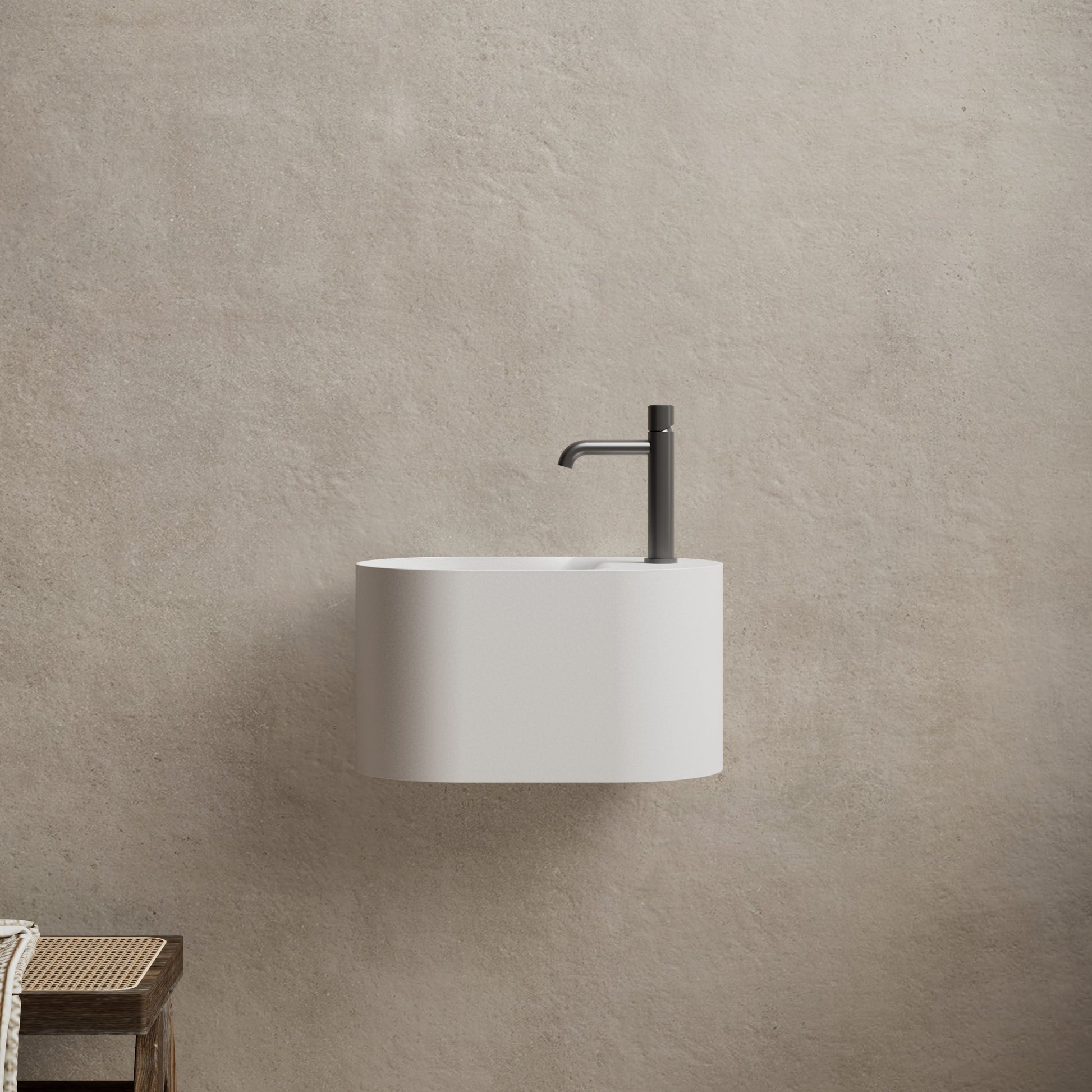 19.7 Inch MonBlari Solid Surface Wall Mount Sink TW-G901-FrontView