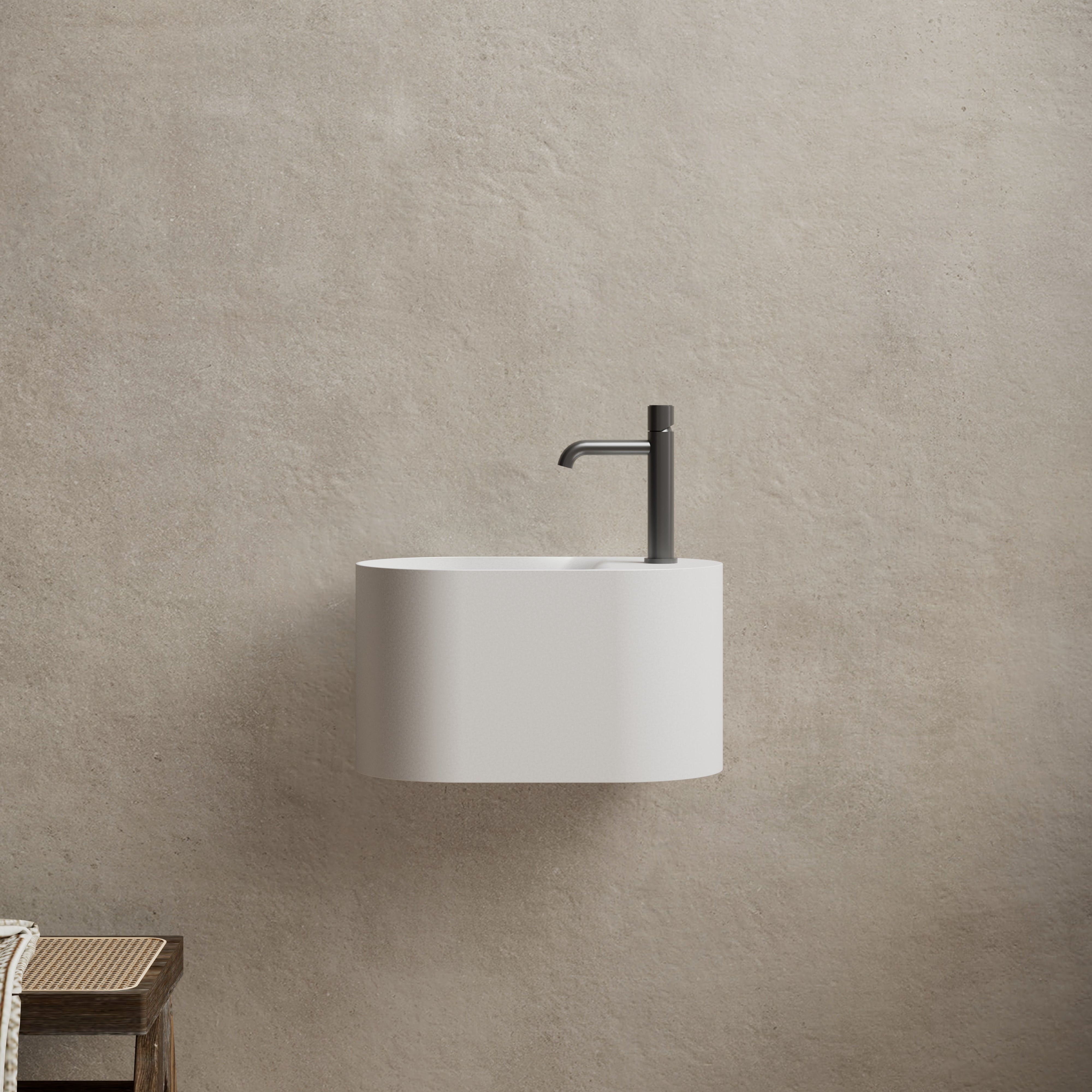 19.7 Inch MonBlari Solid Surface Wall Mount Sink TW-G901-FrontView