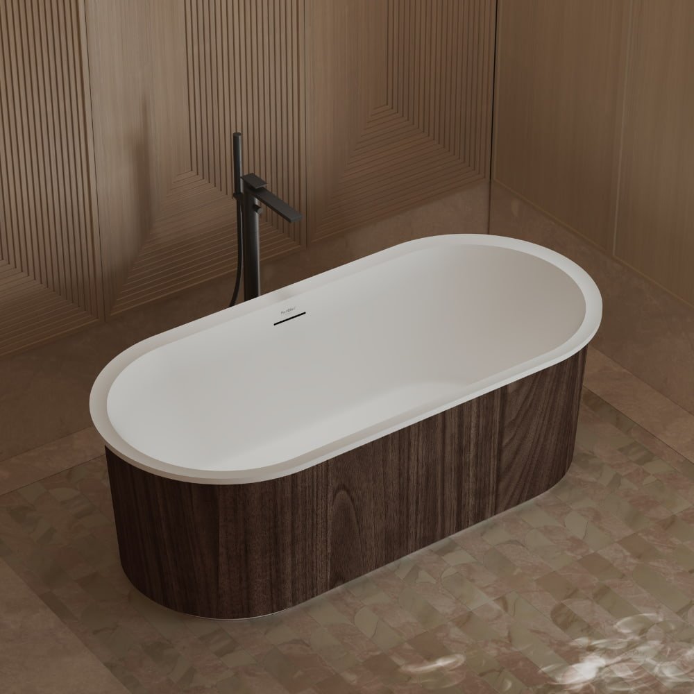 66 Inch MonBlari Oval Freestanding Soaking Bathtub