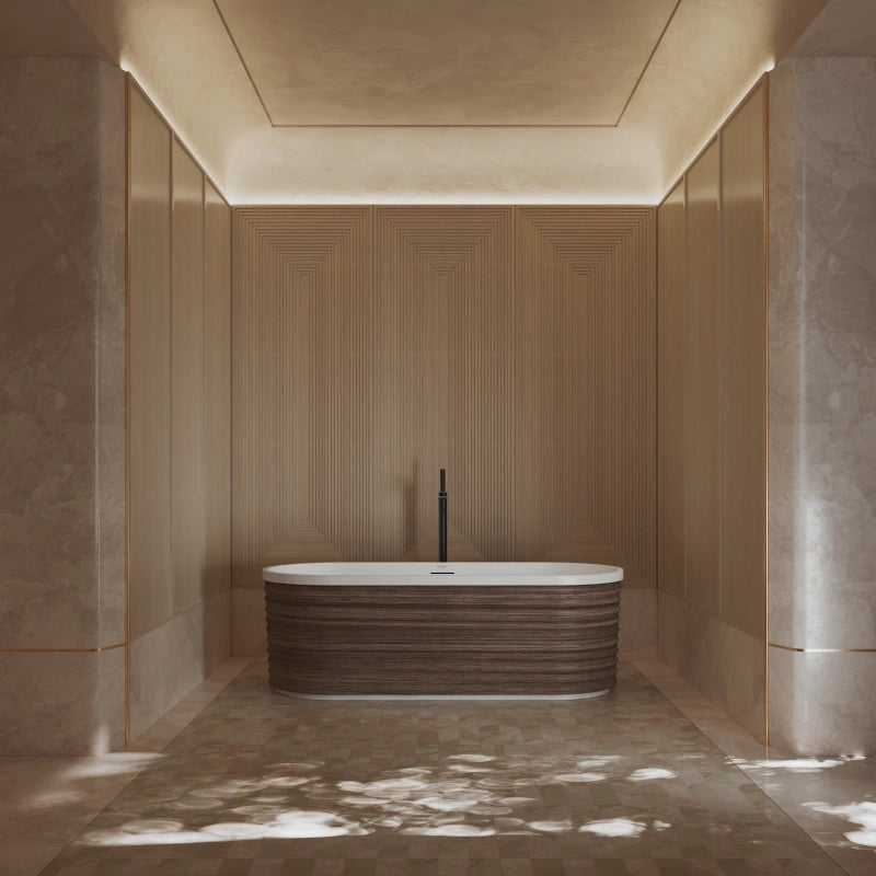 MonBlari Design FOREST Series Acrylic Matte White Freestanding Bathtub