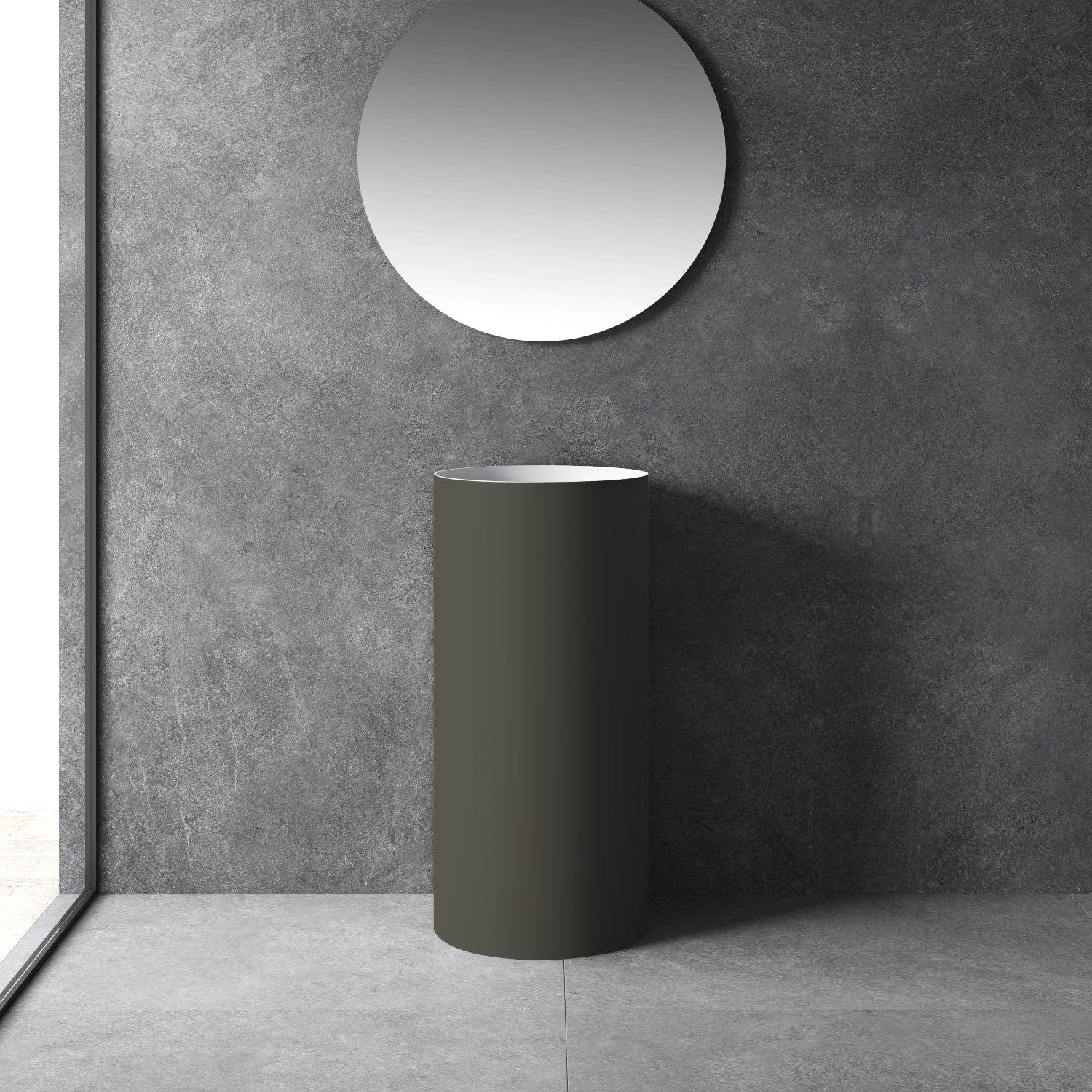 16 Inch MonBlari Solid Surface Vessel Bowl Sink Pedestal Sink TWZ201MW-Gray