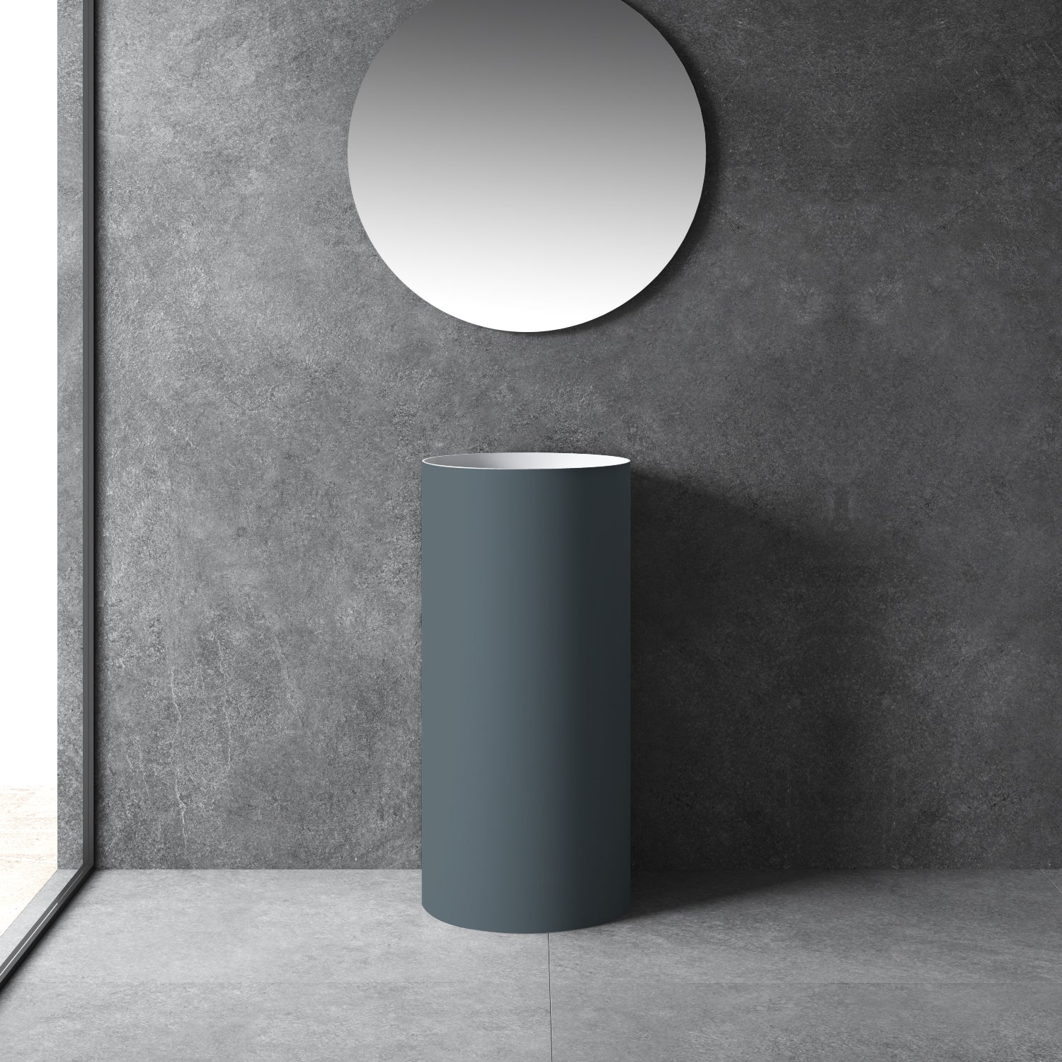 16 Inch MonBlari Solid Surface Vessel Bowl Sink Pedestal Sink TWZ201MW-DarkBlue