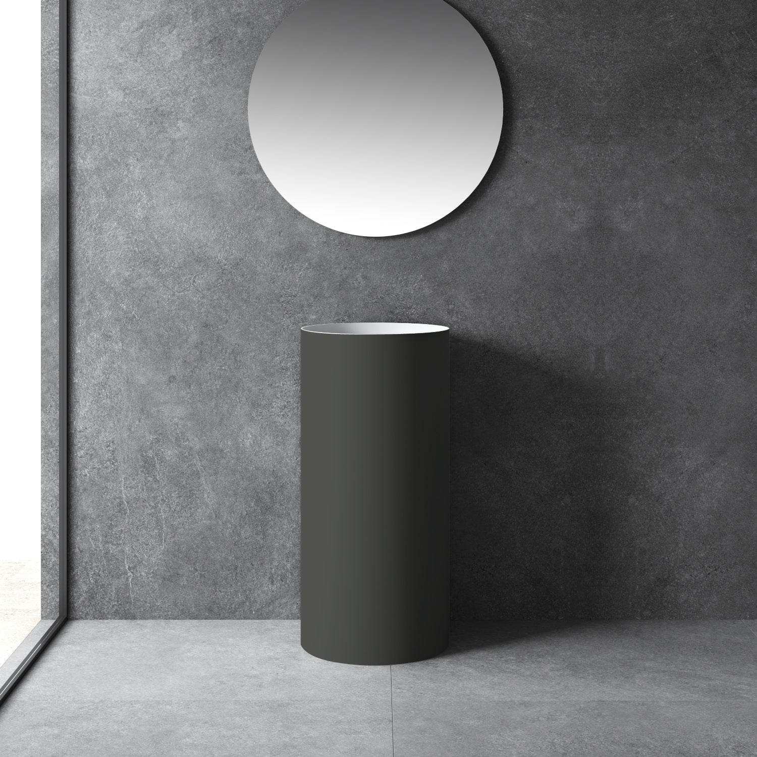 16 Inch MonBlari Solid Surface Vessel Bowl Sink Pedestal Sink TWZ201MW-DarkGray