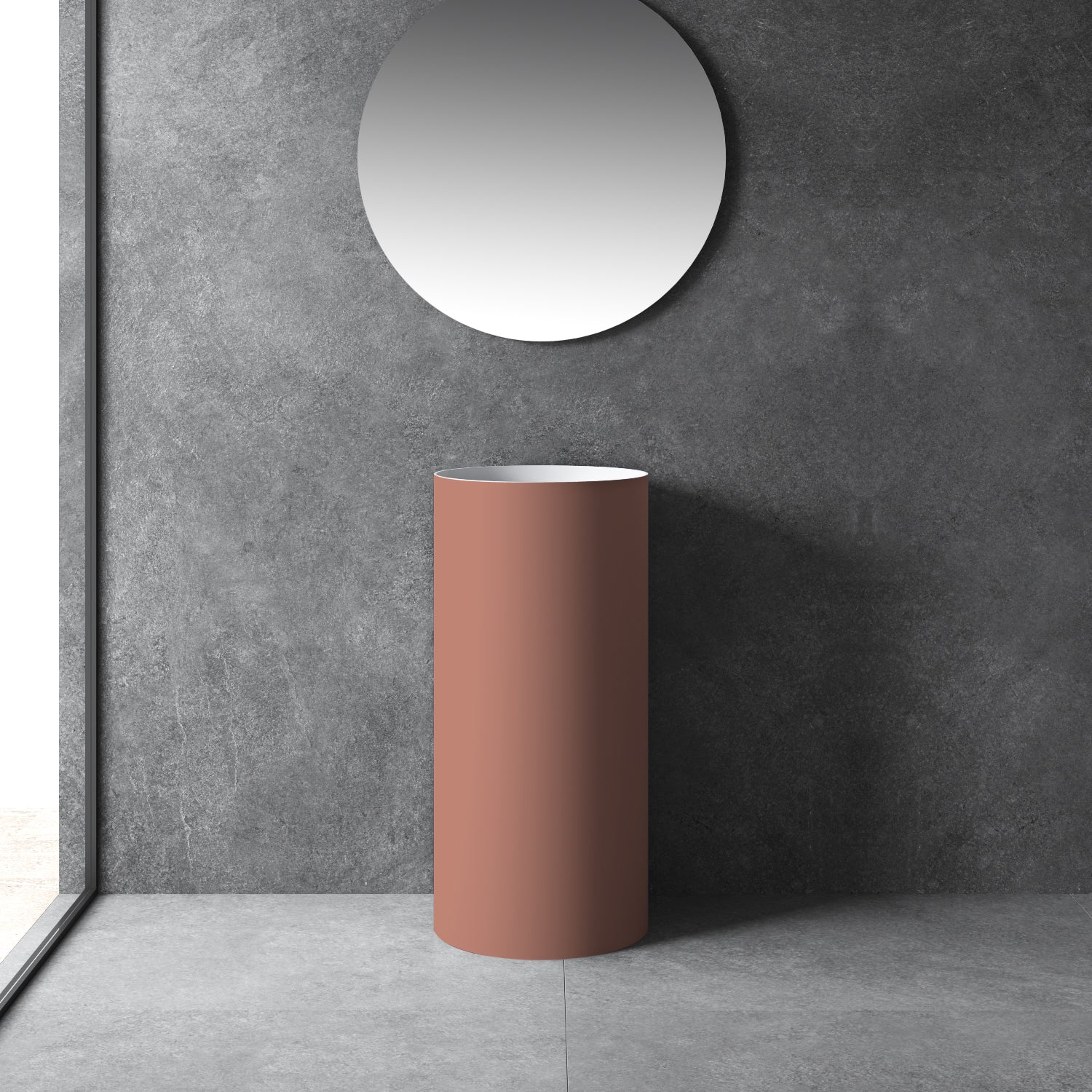 16 Inch MonBlari Solid Surface Vessel Bowl Sink Pedestal Sink TWZ201MW-Terracotta Brown