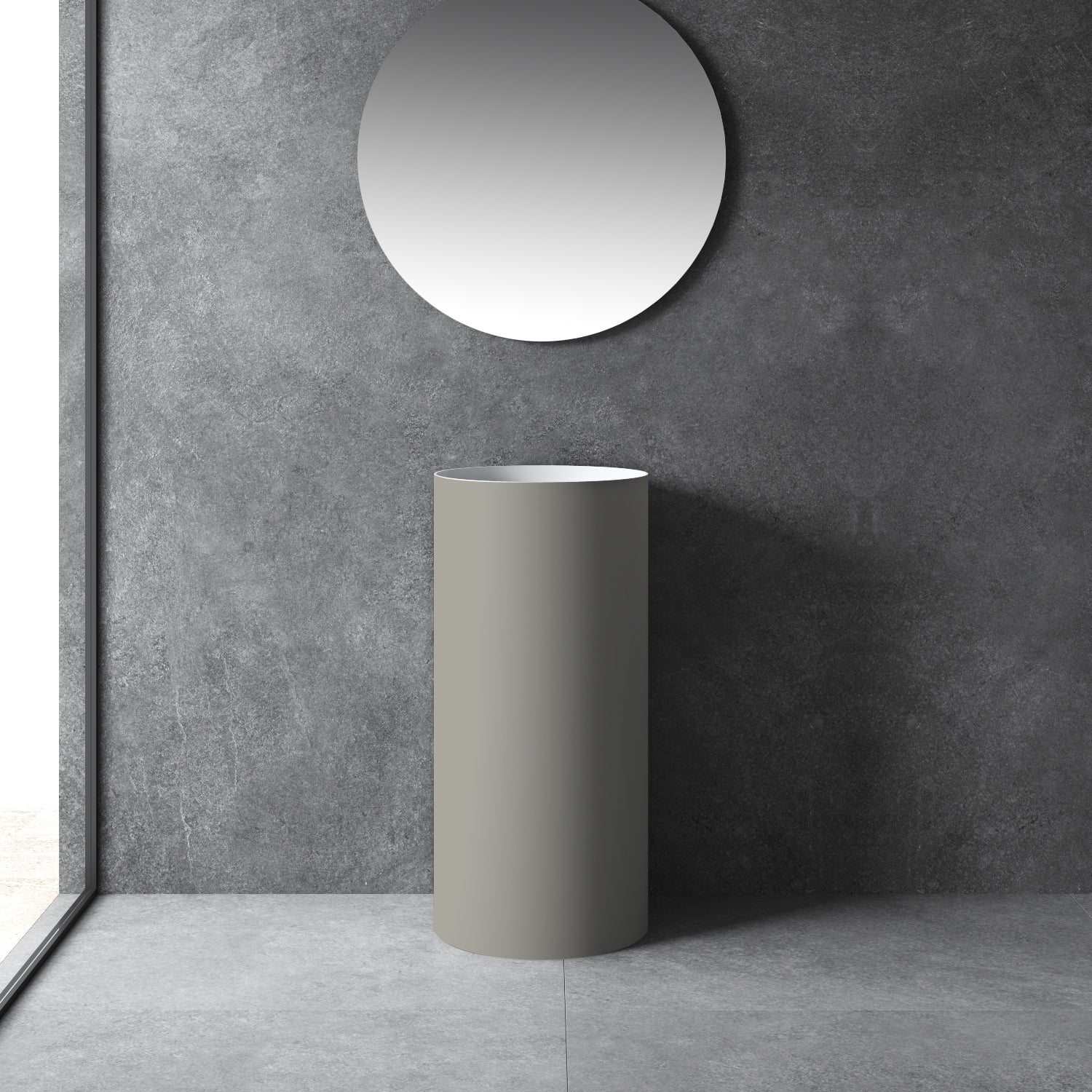 16 Inch MonBlari Solid Surface Vessel Bowl Sink Pedestal Sink TWZ201MW-Muted Greige