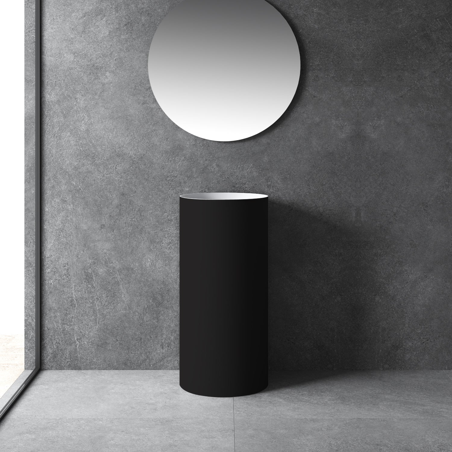 16 Inch MonBlari Solid Surface Vessel Bowl Sink Pedestal Sink TWZ201MW-Black