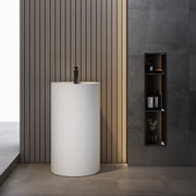 19 Inch MonBlari Solid Surface Vessel Bowl Sink Pedestal Sink TWZ206MW-FrontView