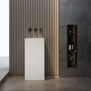 16 Inch MonBlari Solid Surface Vessel Bowl Sink Pedestal Sink TWZ221MW-FrontView