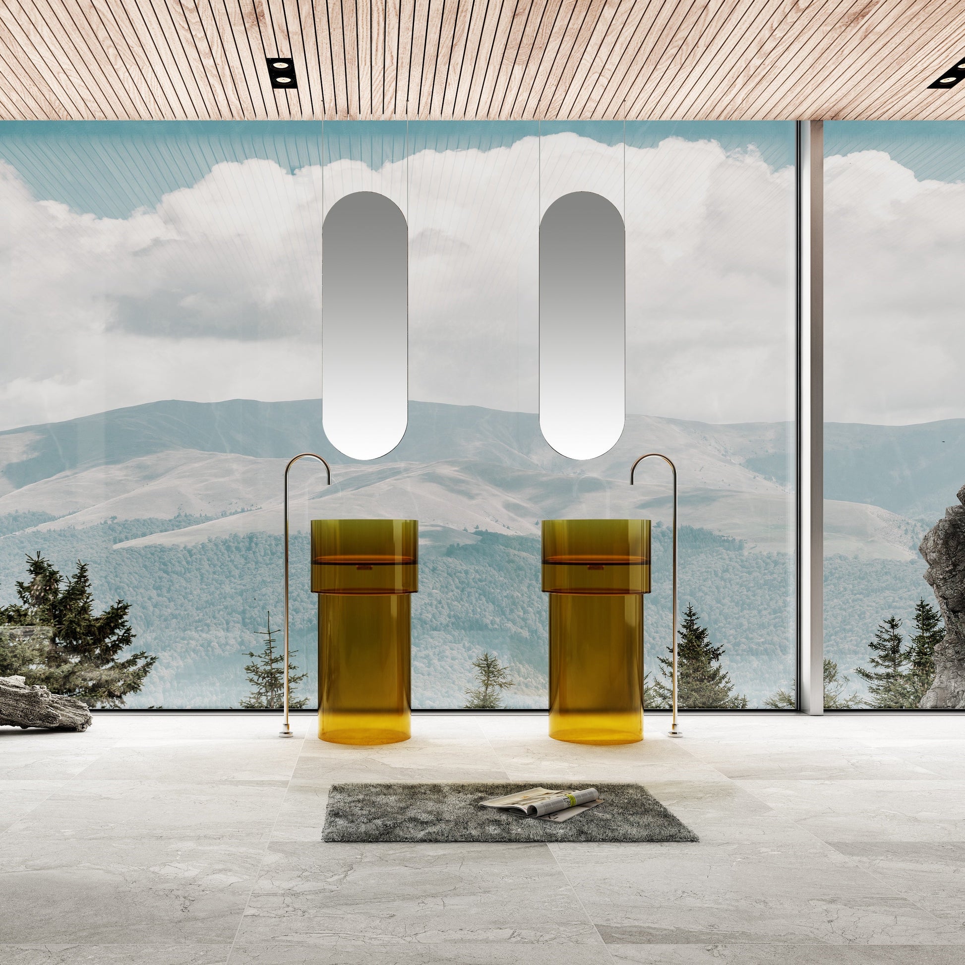 18 Inch MonBlari Solid Surface Vessel Bowl Sink Pedestal Sink TWZ351TMW-FrontView