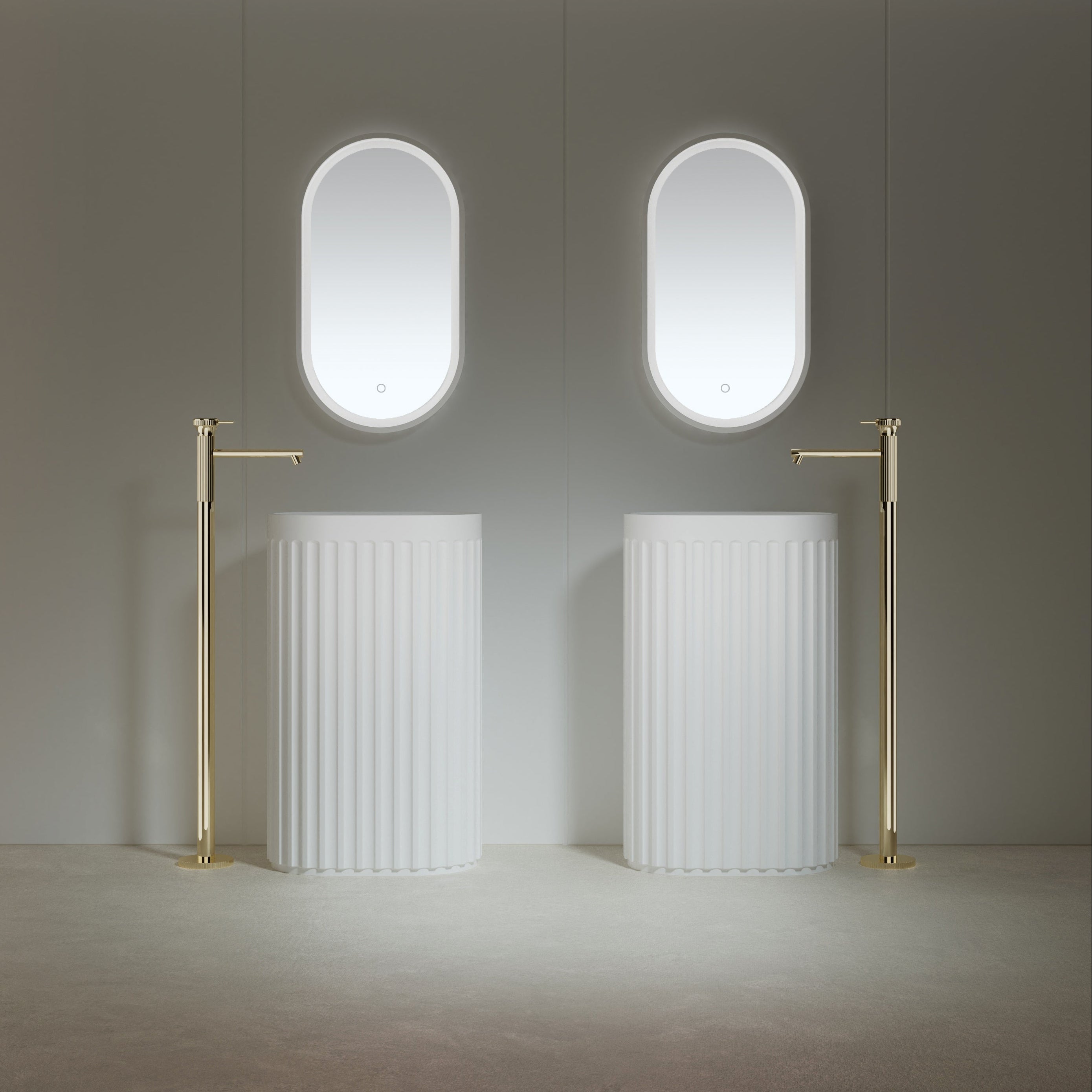 22 Inch MonBlari Solid Surface Vessel Bowl Sink Pedestal Sink TWZ811MW-FrontView