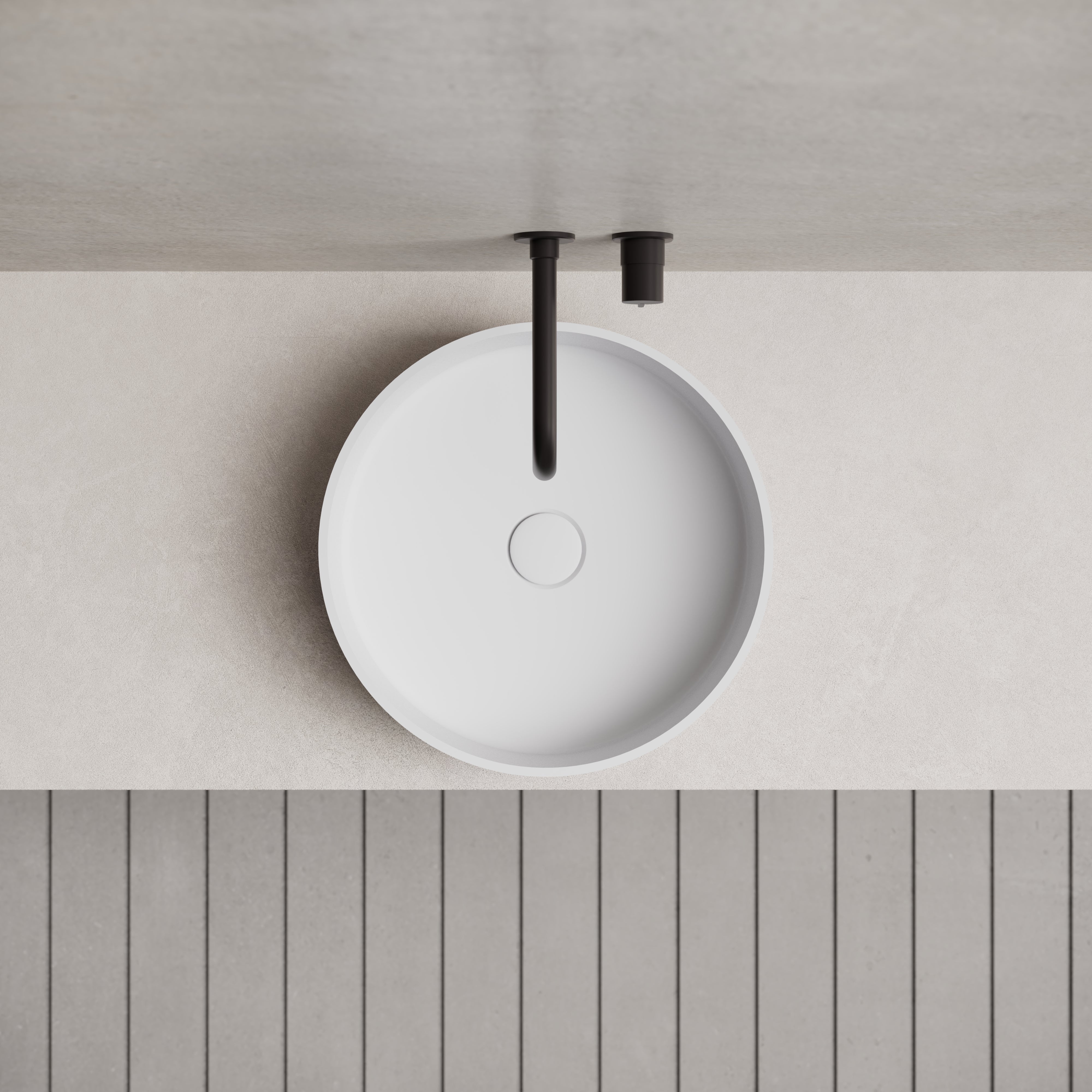 16 Inch MonBlari Solid Surface Vessel Bowl Sink Bathroom Sink TWA8129MW-TopView