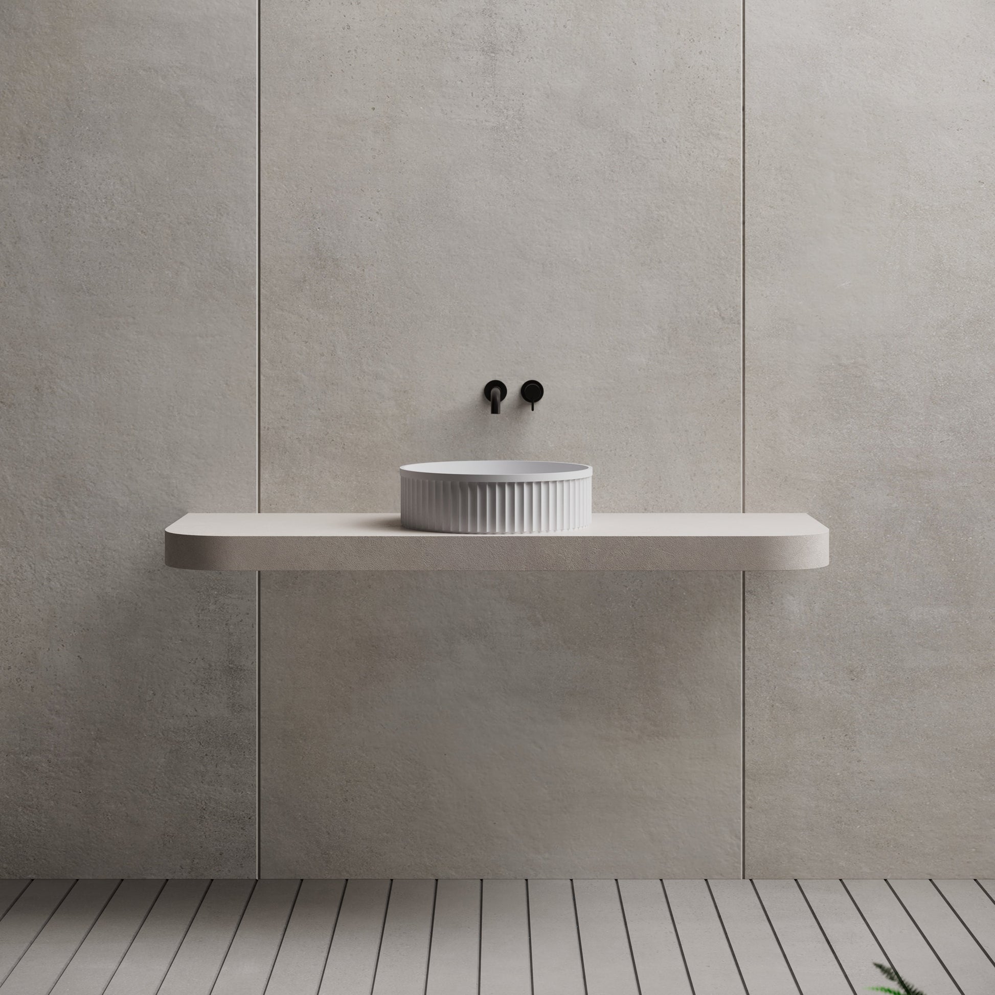 16 Inch MonBlari Solid Surface Vessel Bowl Sink Bathroom Sink TWA8129MW-FrontView