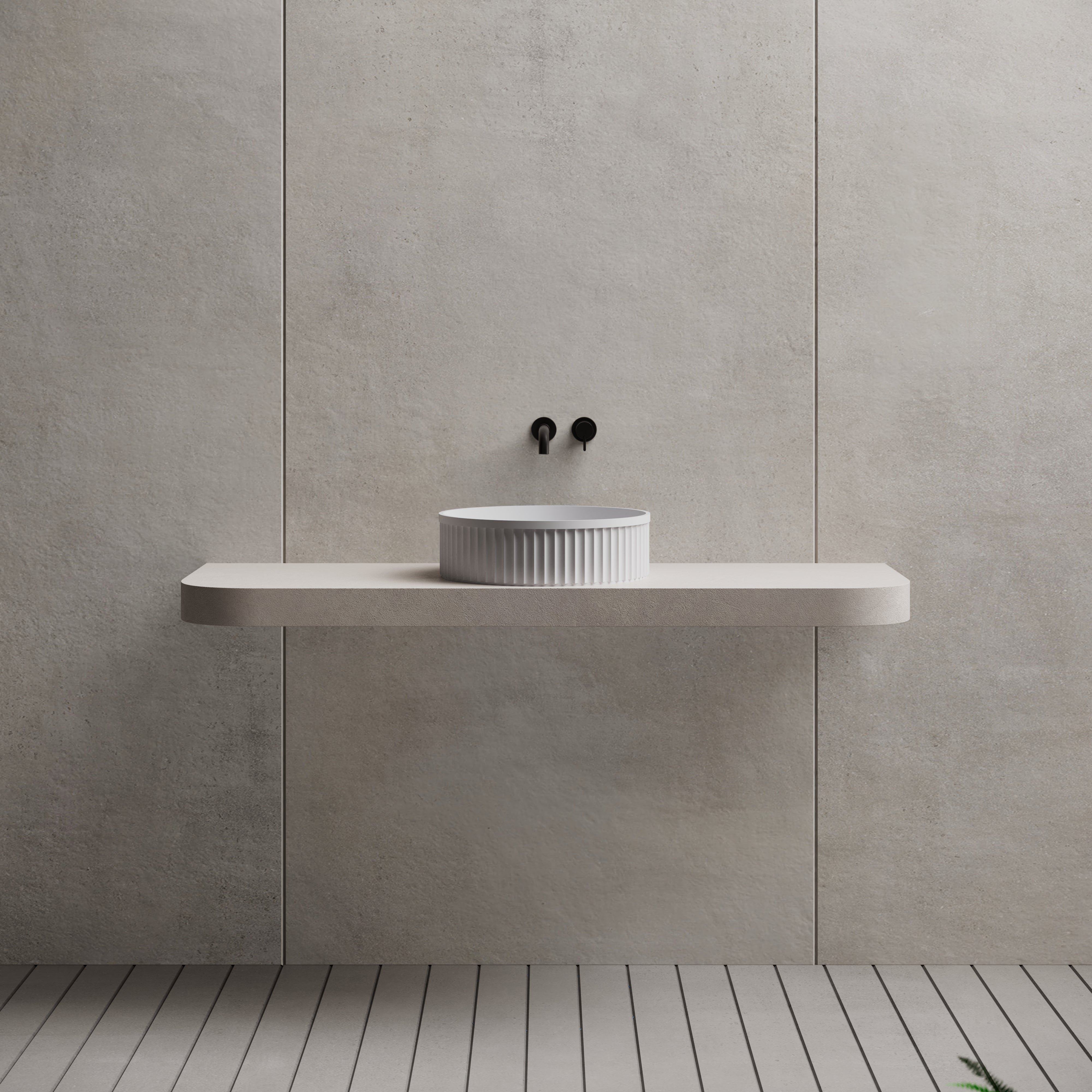 16 Inch MonBlari Solid Surface Vessel Bowl Sink Bathroom Sink TWA8129MW-FrontView