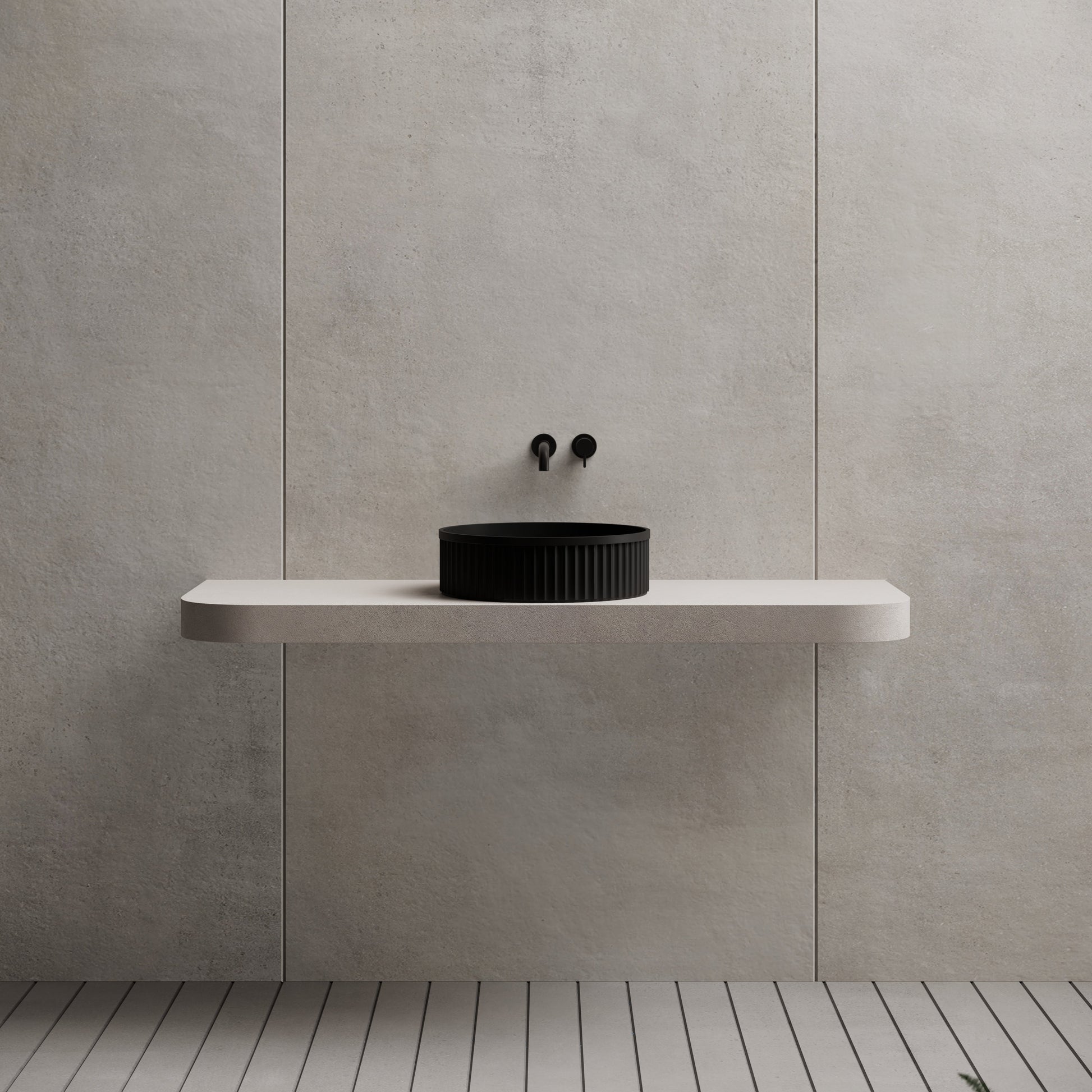 15.7 Inch MonBlari Solid Surface Vessel Bowl Sink Bathroom Sink A8129MW-Front View