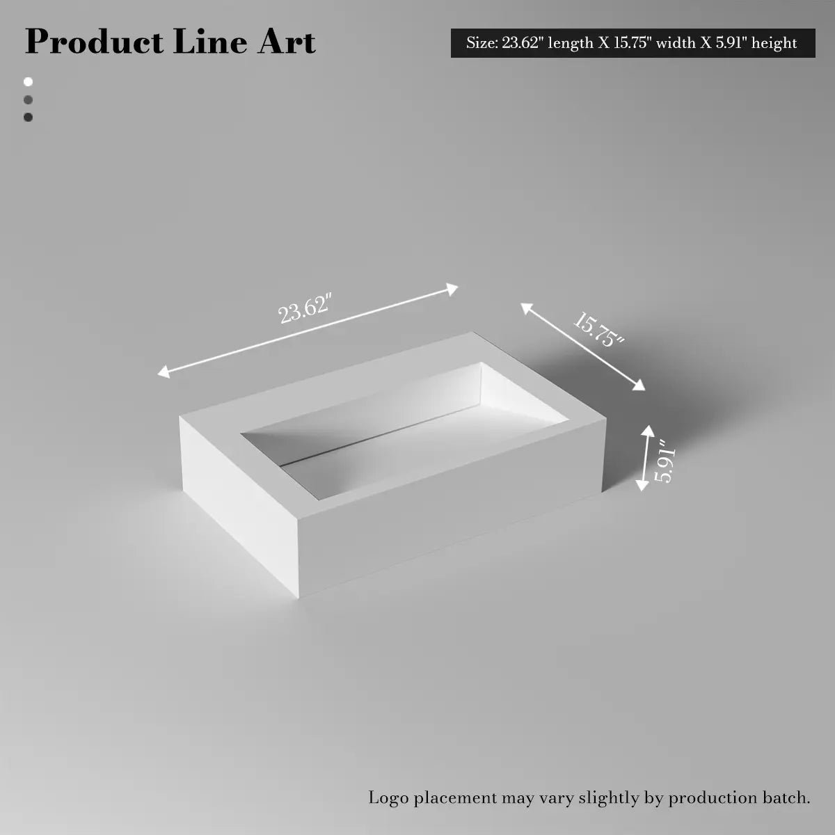 23.6 Inch MonBlari Solid Surface Bathroom Vessel Sink Wall Mounted Sink