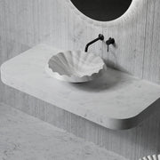 16.9" MonBlari VENUS Series Marble Ruffle Vessel Sink Bathroom Bowl Sink
