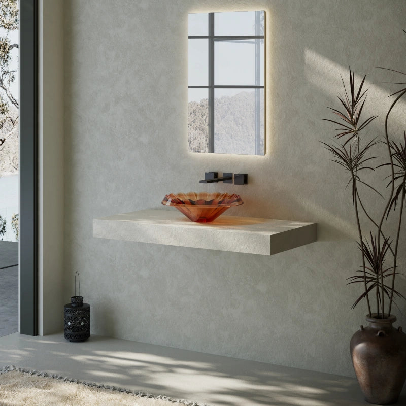 16.9" MonBlari Transparent Resin Sink Clear Amber Bathroom Vessel Sink