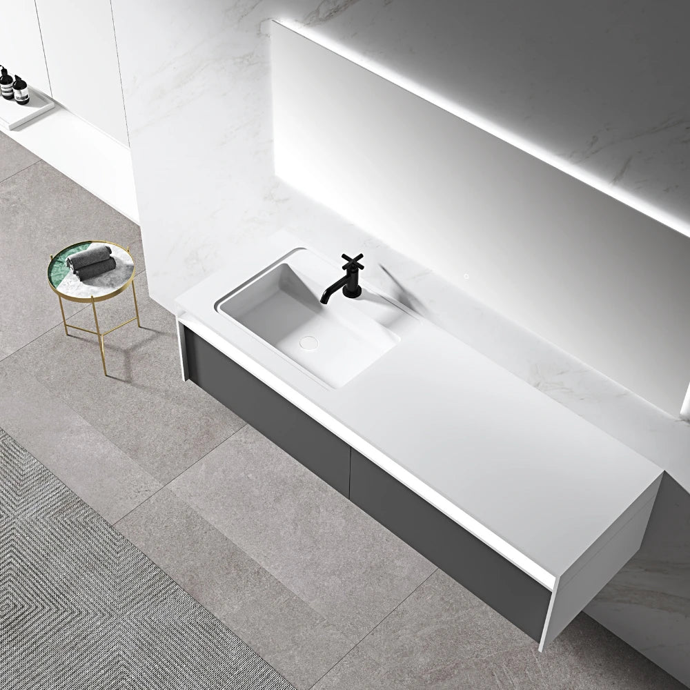 MonBlari  Minimalist Wall Mounted Bathroom Vanity with Integrated Sink