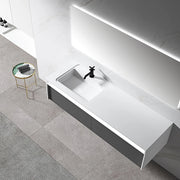 MonBlari  Minimalist Wall Mounted Bathroom Vanity with Integrated Sink