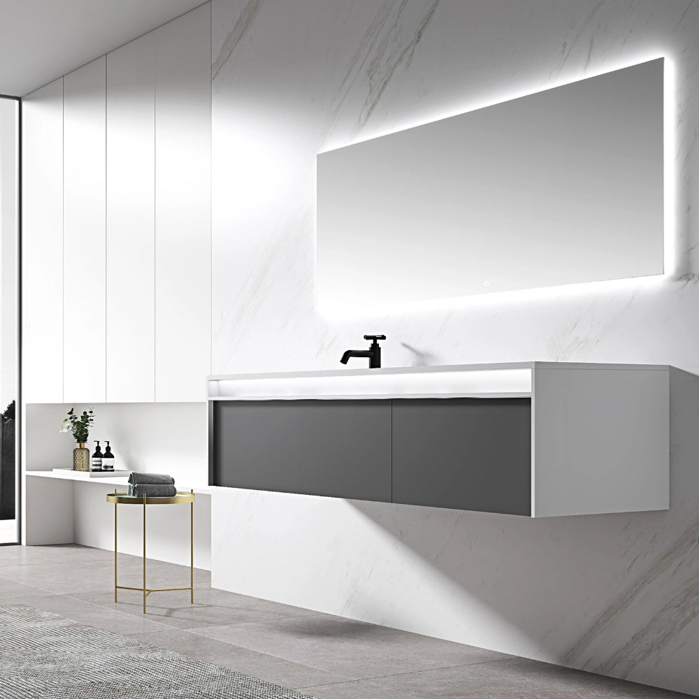 MonBlari  Minimalist Wall Mounted Bathroom Vanity with Integrated Sink