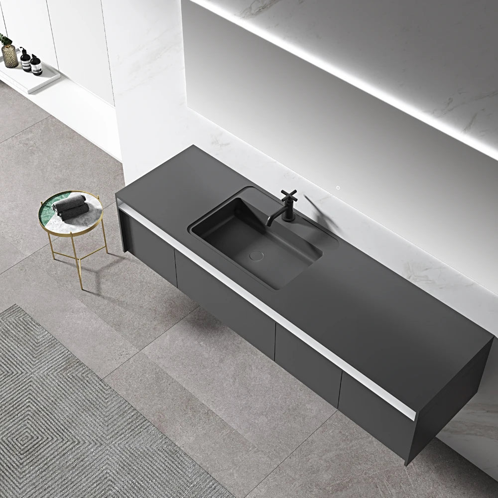 MonBlari Wall Mounted Bathroom Vanity with Integrated Sink