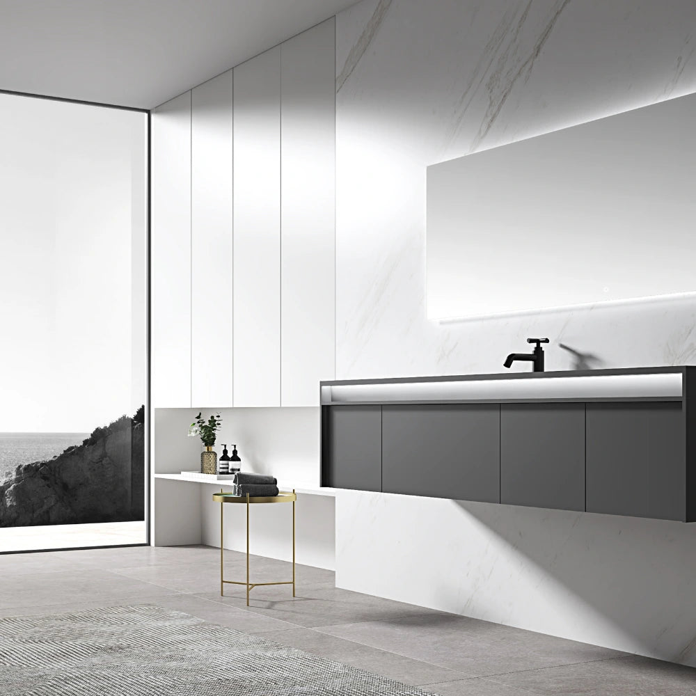 MonBlari Wall Mounted Bathroom Vanity with Integrated Sink